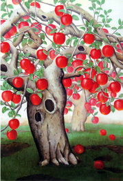「りんごの景」油彩・P50